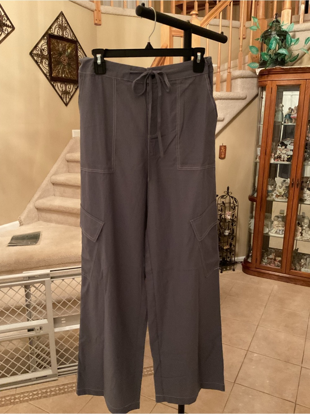 Very J Women's Wide-Leg Drawstring Cargo Pants - blue